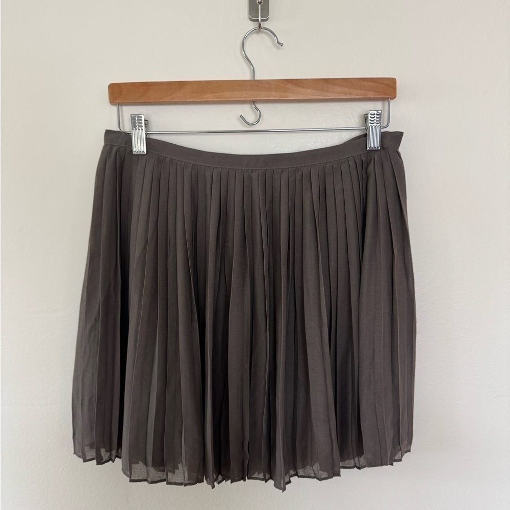 J. Crew Gray Pleated Skater Mini Skirt